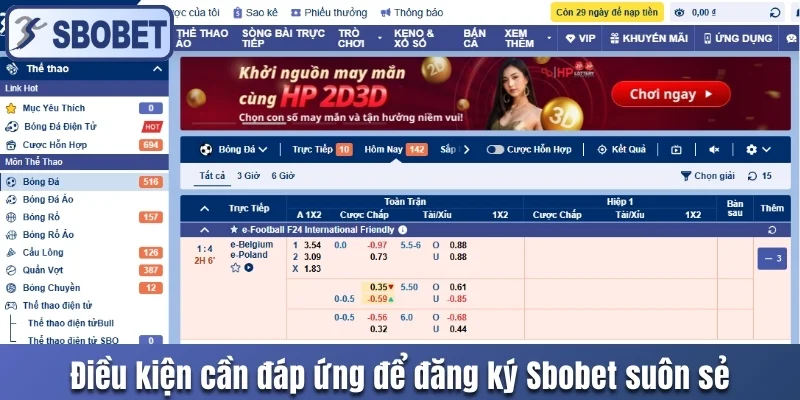 Điều kiện cần đáp ứng để đăng ký Sbobet suôn sẻ