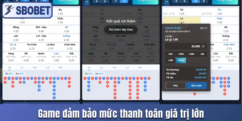 Game đảm bảo mức thanh toán giá trị lớn