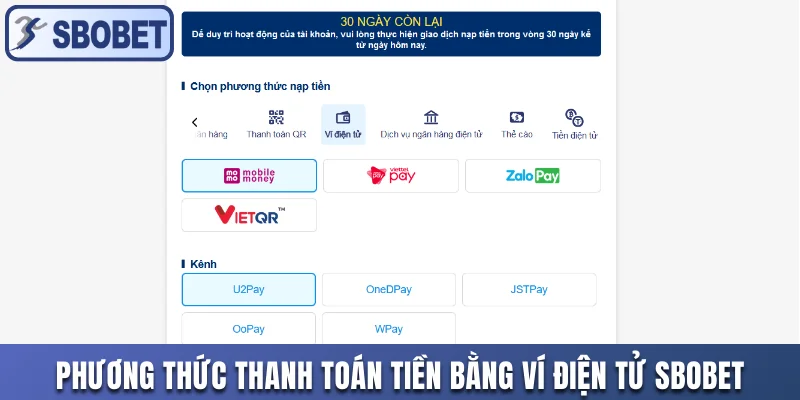 Phương thức thanh toán tiền bằng ví điện tử Sbobet