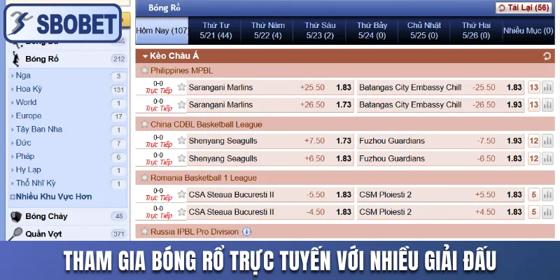 Tham gia bóng rổ trực tuyến với nhiều giải đấu