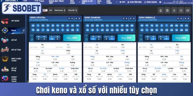 Chơi keno và xổ số với nhiều tùy chọn