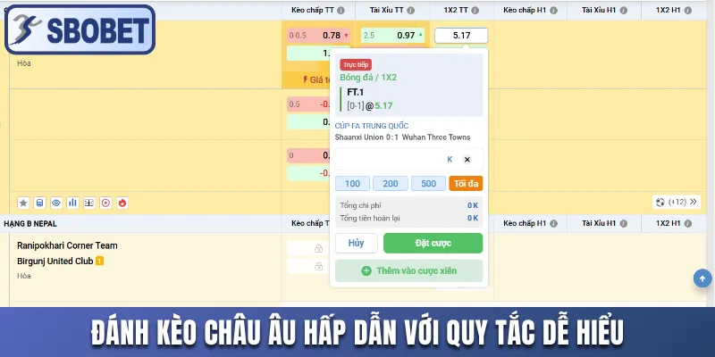 Đánh kèo châu Âu hấp dẫn với quy tắc dễ hiểu